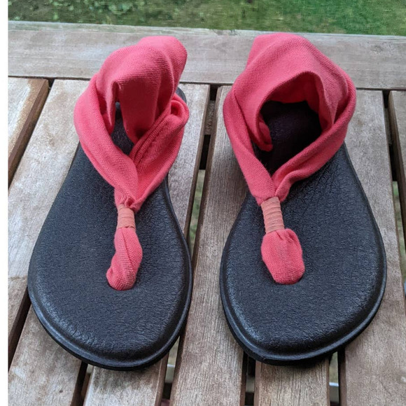 Sanuk Yoga Sling 2 Sandals Size 6 Pink Coral - Picture 3 of 7